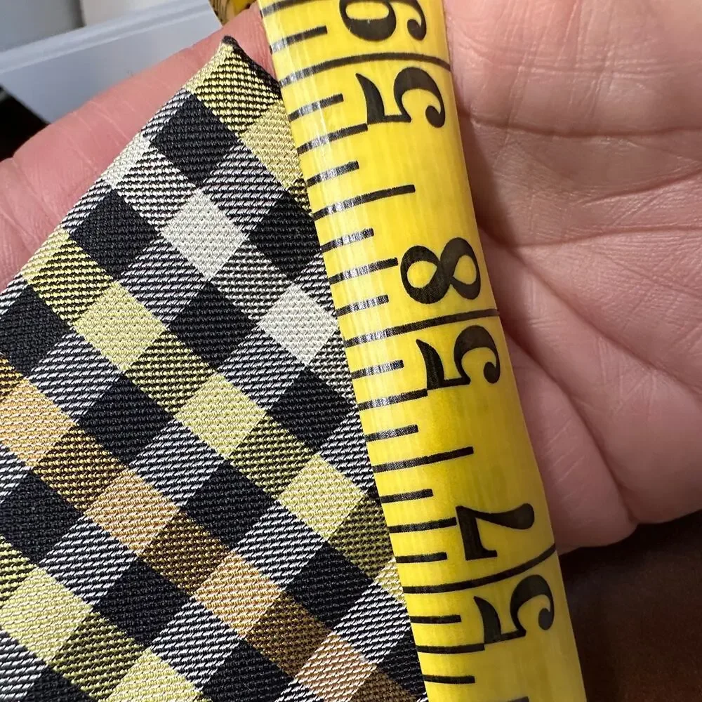 An Original Penguin 100 Silk Tie Skinny Yellow Black Checked EUC Formal Academia